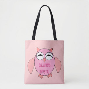 Cute Kärlek Message Uggla Tote Bag Tygkasse