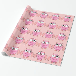 Cute Kärlek Message Uggla Wrapping Papper Presentpapper