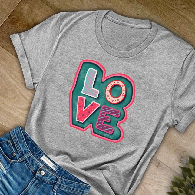 Cute Kärlek Modern Rosa Inspiritivity T-Shirt (Skapare uppladdad)