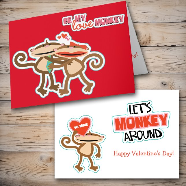 Cute Kärlek Monkey Valentine Helgkort (Skapare uppladdad)
