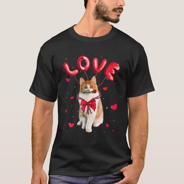 Cute Kärlek Munchkin Cat Valentine Pet Cat Lover T Shirt (Framsida)