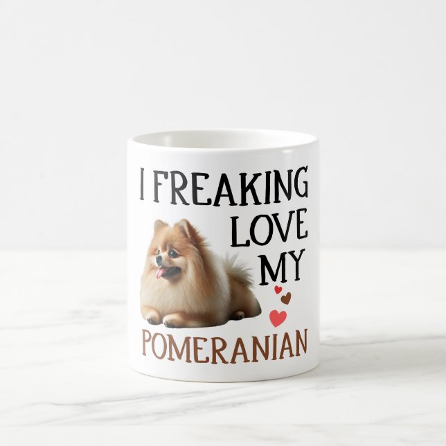Cute Kärlek My Pommern Hund Kaffemugg (Center)