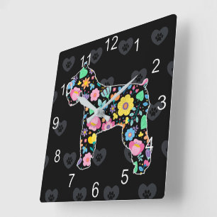 Cute Kärlek My Schnauzer blommigt design Fyrkantig Klocka