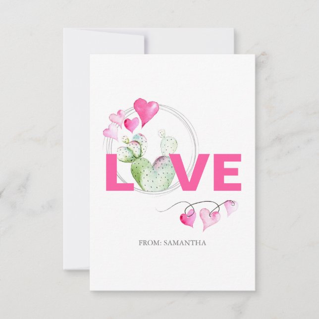 Cute Kärlek och Cactus Kids Classroom Valentine Ca (Framsida)
