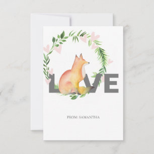 Cute Kärlek och Fox Kids Classroom Valentine Card