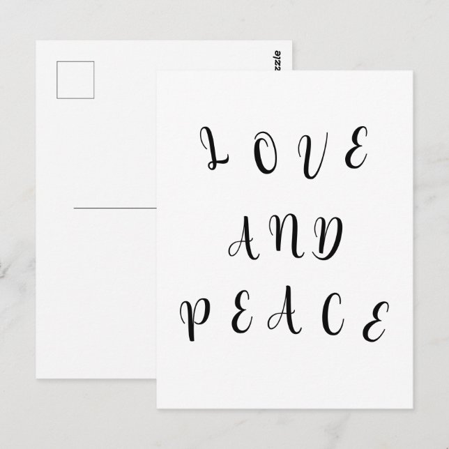 Cute Kärlek och fred Vykort (Fram/baksida)