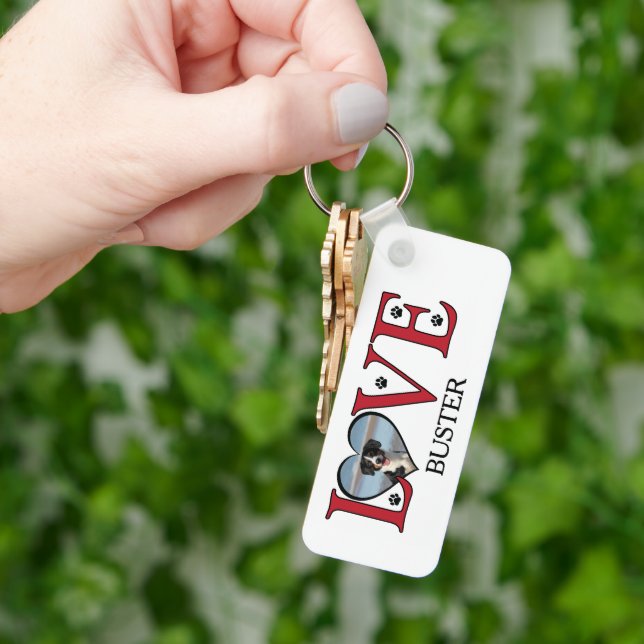 Cute Kärlek Ord med Hundar Photo Nyckelring (Hand)