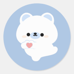Cute Kärlek Polar Bear Runt Klistermärke