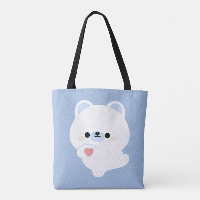 Cute Kärlek Polar Bear Tygkasse (Baksida)