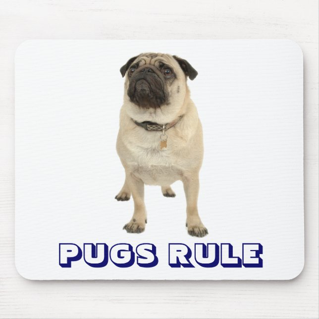 Cute Kärlek Pugs Rule Puppy Hund Mousepad Musmatta (Framsidan)
