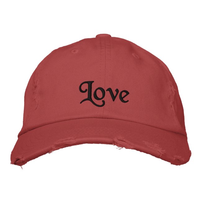 Cute Kärlek Quote Black Red Personlig Romantic Broderad Keps (Framsida)