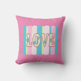 Cute Kärlek Quote Feminine Pastel Rosa Gult Blue Kudde