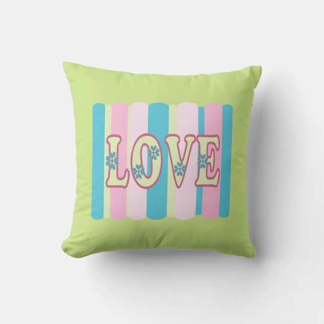 Cute Kärlek Quote Feminine Pastel Rosa Gult Blue Kudde (Framsida)