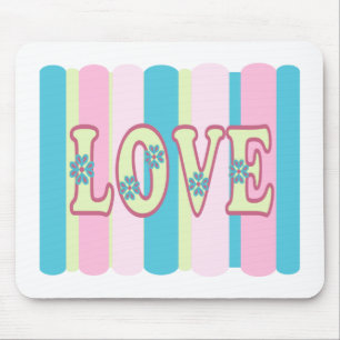 Cute Kärlek Quote Pastel Rosa Gult Blue Design Musmatta