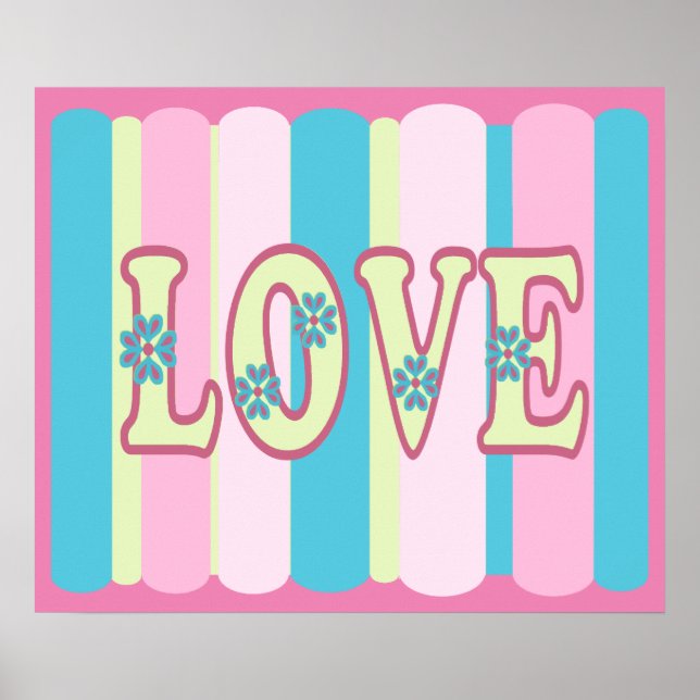 Cute Kärlek Quote Pastel Rosa Gult Blue Design Poster (Framsidan)