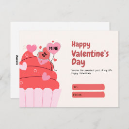 Cute Kärlek Red Hearts Romantic Kids Class Valenti Julkort