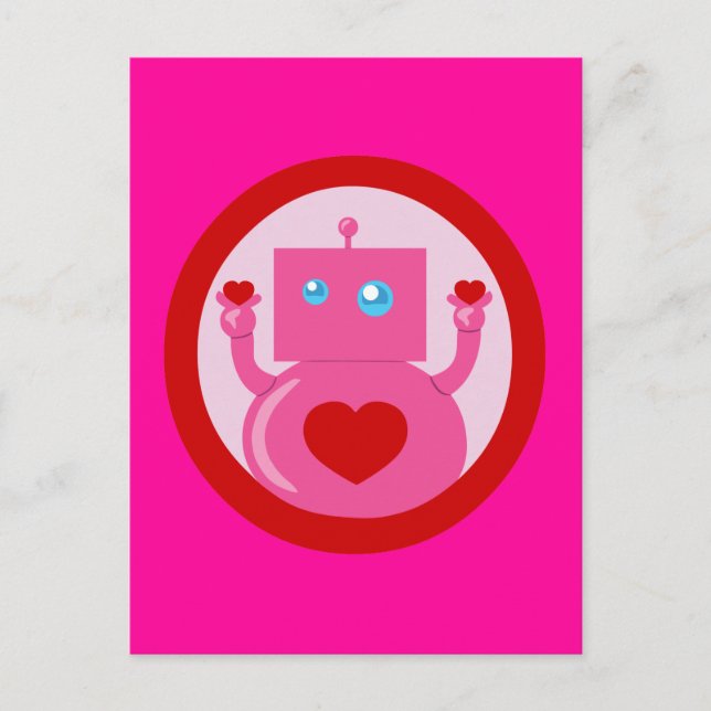 Cute Kärlek Robot Vykort (Framsida)