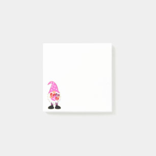 Cute KÄRLEK Rosa Heart Valentine Gnome Post-it Block