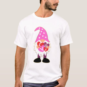 Cute KÄRLEK Rosa Heart Valentine Gnome T Shirt