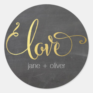CUTE KÄRLEK SEAL, modern typografi guld Runt Klistermärke