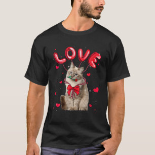 Cute Kärlek Siberian Cat Valentine Pet Cat Lover T Shirt