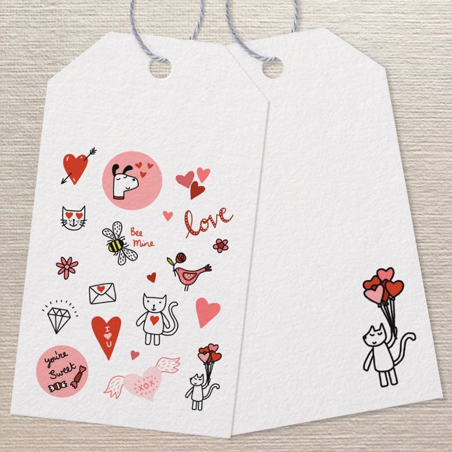 Cute Kärlek Tecknad Presentetikett (Cute love themed gift tag, perfect for birthdays, anniversaries and Valentine's Day gifts.)