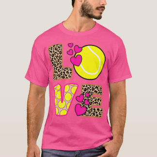 Cute Kärlek tennis Leopard Skriv ut Women Girls Te T Shirt