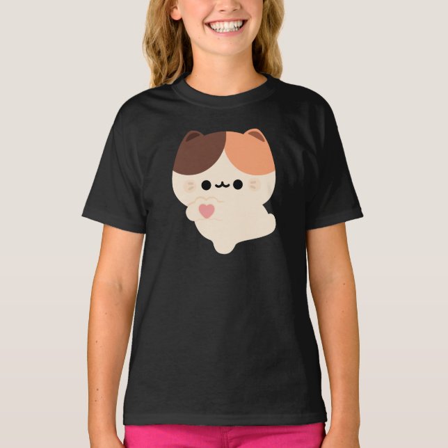 Cute Kärlek Tortie Cat T Shirt (Framsida)
