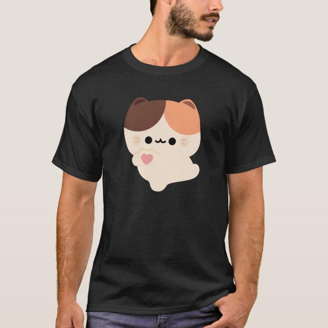 Cute Kärlek Tortie Cat T Shirt (Framsida)