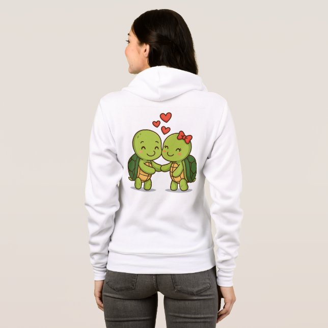 Cute Kärlek Turtles | Tecknad par T Shirt (Hel baksida)