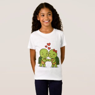 Cute Kärlek Turtles Tecknad par T Shirt