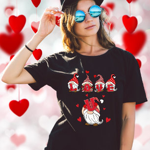 Cute "Kärlek U" Gnome Lettering   Alla hjärtans da T Shirt