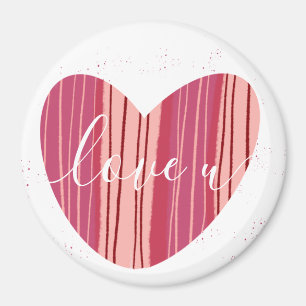 Cute Kärlek U-Rosa Texturerad hjärtmagnet Magnet