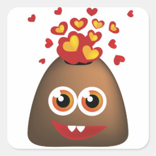 Cute Kärlek Volcano Fyrkantigt Klistermärke
