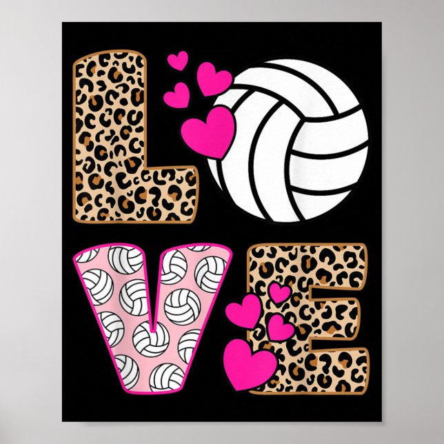 Cute Kärlek volleyball Leopard Skriv ut Kvinnor Da Poster (Framsidan)