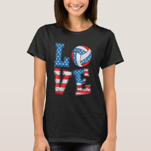Cute Kärlek Volleyball USA flagga Women Girls Voll T Shirt