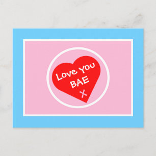 Cute Kärlek You BAE Hearts Vykort