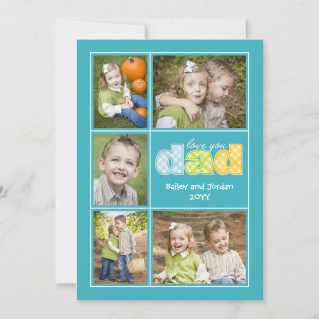 Cute Kärlek You Pappa Collage Photo Fars dag Card Meddelande (Framsida)