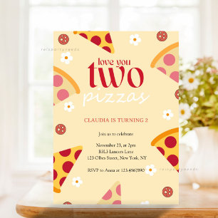 Cute Kärlek You Two Pizzas andra Födelsedagsfesten Inbjudningar