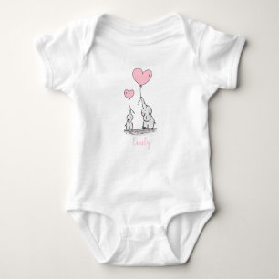 Cute-karosseri med elefanter från baby och namn t shirt