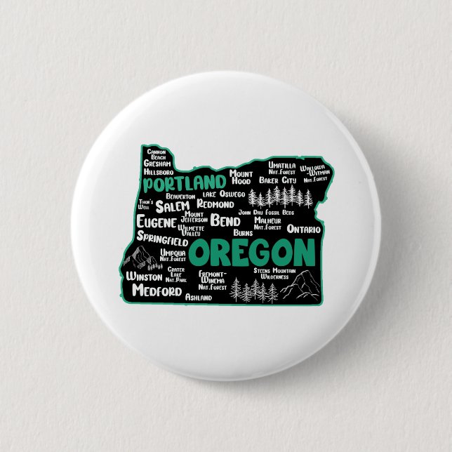 Cute karta i Oregon, Portland, Salem, Eugene Knapp (Framsida)