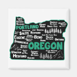 Cute karta i Oregon, Portland, Salem, Eugene Magnet