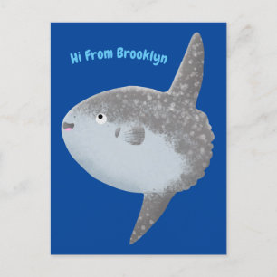 Cute kartongillustration av klumpfisk vykort