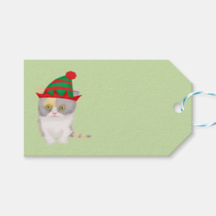 Cute Katie Kitten grönt julklapp märkre Presentetikett