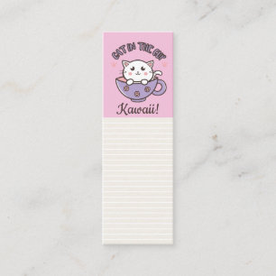 Cute katt i kopp rosa mini visitkort