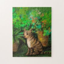 Cute-katt i trädgårdspussel