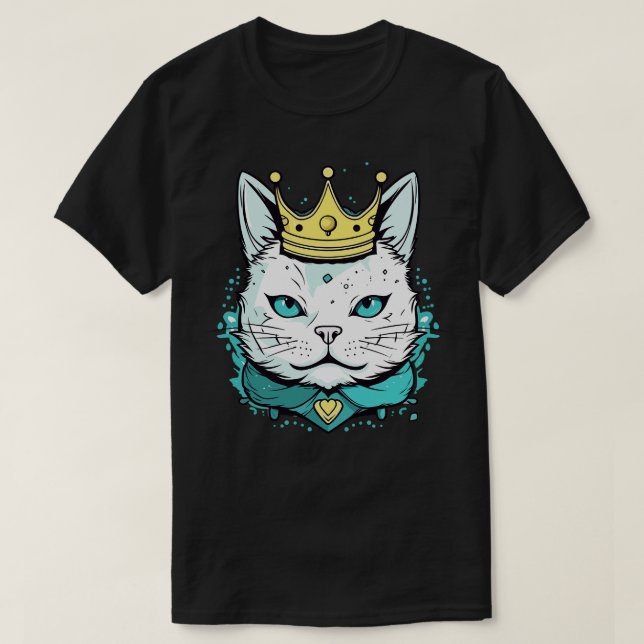 Cute-katt med krona-vektor stil 2 t shirt (Design framsida)