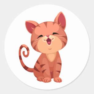 Cute Katt Orange Tabby Kattunge Älskare Runt Klistermärke
