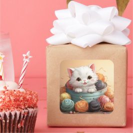 Cute-kattdekal Fyrkantigt Klistermärke