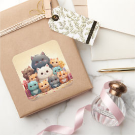 Cute-kattdekal Fyrkantigt Klistermärke